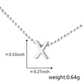 Polished silver letter X pendant necklace with bead chain, size 0.33x0.27 inch - X (Silver)