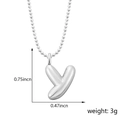 Collier avec pendentif lettre Y argenté au design ballon avec mesures - Style Y (Pendentif uniquement (Sans chaîne)) / Argent
