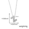 Ciondolo a forma di lettera Z in argento con zirconi luccicanti su catena sottile - Lettera Z Argento
