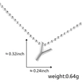 Polished silver-tone letter Y pendant with dimensions 0.32x0.24 inch and ball chain - Y (Silver)