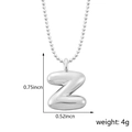Collier lettre Z style ballon en argent avec chaîne à billes et détails de taille - Style Z (Pendentif uniquement (Sans chaîne)) / Argent