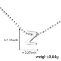 Polished silver letter Z pendant necklace on bead chain with size and weight specs - Z (Silver)
