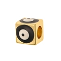 Square gold evil eye charm bead with black and white enamel for DIY jewelry making - Black Style (D)