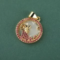 18k gold plated Capricorn zodiac pendant with pink crystals and mother of pearl - Aries
