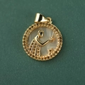 18k gold plated round shell pendant with micro-set amber crystals and Virgo motif - Virgo