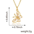 Gold plated hollow butterfly pendant necklace with clear cubic zirconia stones - White
