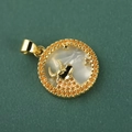18k gold plated Taurus zodiac shell pendant with micro-inlaid orange crystals - Taurus