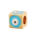 Square gold-plated evil eye bead charm with blue enamel for DIY jewelry making - Sky Blue Style (H)