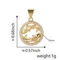 Pendentif Poissons plaqué or 18 carats avec zircon blanc dans un cadre circulaire - Poissons