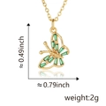 Gold plated hollow butterfly pendant necklace with green emerald-cut cubic zirconia - Green