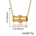 Golden barrel bead evil eye necklace pendant with pink and black enamel details - Pendant Only (Without Chain) / Orange