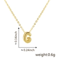 Ciondolo lettera G placcato oro 18K lucido con misure di dimensioni e peso reale - Stile Lettera G / Oro