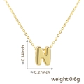 Collana con pendente a lettera N a bolla placcata oro 18K con finitura lucida - Stile Lettera N / Oro