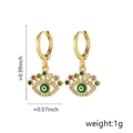 Maße der Evil Eye Ohrringe mit bunten Zirkoniasteinen und Hebelschluss in Goldoptik - Ein Paar / Grüner Augen-Stil (Modell D)