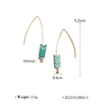 Vintage gold fishhook earrings with turquoise geometric mineral V-shape pendants - Peacock Blue (JE21012802-1)