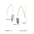 Vintage long arrow ear hooks with grey mineral V-shape pendants and golden finish - Gray (JE21012802-2)