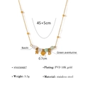 Gouden roestvrijstalen ketting met groene aventurijn kralen en een hart hanger - Hart Letter Meerlagige Kralenketting (SN030087)