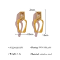 Minimalist gold PVD 18K stainless steel rectangle earrings with cubic zirconia accent - Clear Zirconia Geometric Style (SE22032811W)