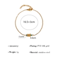 PVD 18K gold plated stainless steel bracelet with green crystals and gold beads - Thin Chain Three-Bead Style (SB040052)