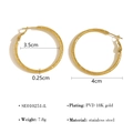 Technical specs of PVD 18K gold-plated stainless steel bamboo texture hoop earrings - Large Style (SE010251-L)