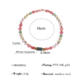 Pink and green beaded bracelet with African turquoise and 18K gold PVD plating - Colorful Turquoise Beaded Style (SB040054)