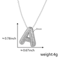 Silver iced-out bubble letter A pendant necklace with zircon stones and dimensions - Alphabet A Pendant Only (Without Chain) / Silver