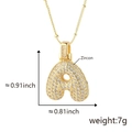 Bubble letter A pendant necklace with gold finish and zircon stones in close-up view - A Pendant Only (Without Chain) (18) / Gold