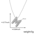 Silver color bubble letter M pendant with white zircons and detailed size dimensions - Alphabet M Pendant Only (Without Chain) / Silver