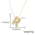 Bubble letter R necklace pendant in 18k gold plated copper with shiny zircons - Alphabet R Pendant Only (Without Chain)
