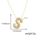 18k gold plated bubble letter S necklace with cubic zircon stones, 0.8 inch height - Alphabet S Pendant Only (Without Chain)