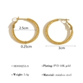 Exaggerated 18K gold plated stainless steel bamboo hoop earrings with 3cm diameter - Small Style (SE010251-S)