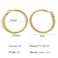 Bamboo textured PVD 18K gold plated stainless steel hoop earrings with 5cm diameter - Extra Large Style (SE010251-XL)