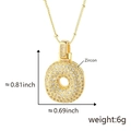 Collana placcata oro con ciondolo tondo in zirconi e design a cerchio elegante - O Solo Pendente (Senza Catena) (18) / Oro