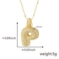 Pendente lettera P placcato oro con castone in zircone e misure di dimensione - P Solo Pendente (Senza Catena) (18) / Oro