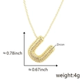 Bubble letter U necklace pendant in 18k gold plated copper with pave zircon stones - Alphabet U Pendant Only (Without Chain)