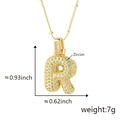 Collana dorata con ciondolo lettera R ghiacciata con zirconi e catena a microsfere - R Solo Pendente (Senza Catena) (18) / Oro