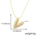 Bubble letter V pendant necklace in 18k gold plated copper with pave set zircons - Alphabet V Pendant Only (Without Chain)