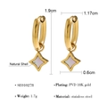 PVD 18K gold plated stainless steel hoop earrings with natural shell star pendant - Star Natural Shell Pendant (SE010278)