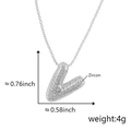 Silver tone bubble letter V pendant necklace with sparkling zircon pavé and O-chain - Alphabet V Pendant Only (Without Chain)