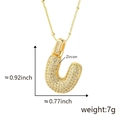 Collana dorata con ciondolo lettera U con zirconi scintillanti e catena a sfere - U Solo Pendente (Senza Catena) (18) / Oro