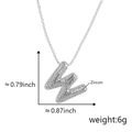 Silver-plated bubble letter W pendant necklace with pavé zircon setting and sizing info - Alphabet W Pendant Only (Without Chain)