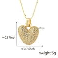 Collana con pendente a cuore dorato con pavé di zirconi e catena a sfere d'oro - V Solo Pendente (Senza Catena) (18) / Oro