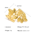 Detailed spec sheet of 18K gold plated stainless steel leaf ring with dimensions 19x29.7mm - Glossy Gold Leaf (SR020030)