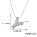 Bubble letter L pendant necklace with zircon stones in silver finish, size 0.79 inch - Alphabet Y Pendant Only (Without Chain)