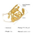 PVD 18K gold plated stainless steel hollow leaf ring with textured branch design - Hammered Gold Branch (SR020120)