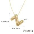 Gold plated bubble letter L pendant necklace with zircon stones and dimensions - Alphabet Z Pendant Only (Without Chain)