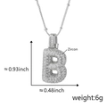 Collana argento lettera B con zirconi bianchi pavé e catenina sottile da donna - B Solo Pendente (Senza Catena) (18) / Argento