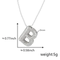 Silver letter B bubble pendant necklace with white zircons and dimensions display - Alphabet B Pendant Only (Without Chain)