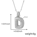 Collana con ciondolo a lettera D in argento con zirconi bianchi e misure del prodotto - D Solo Pendente (Senza Catena) (18) / Argento