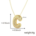 Bubble letter C pendant necklace in 18k gold plated copper with shimmering zircons - Alphabet C Pendant Only (Without Chain)